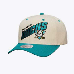 Casquette de Baseball Mitchell & Ness crème Anaheim Ducks Vintage Hockey rétro Type Pro Snapback chapeau crème 1024938
