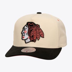 Mitchell & Ness crème Chicago Blackhawks Overspray Pro Crown Snapback chapeau crème 1089818