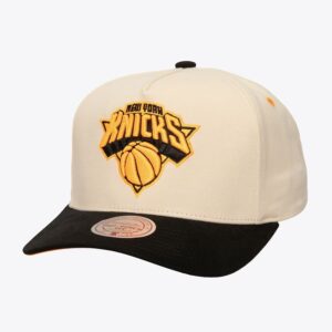 Mitchell & Ness Crème New York Knicks Overspray Pro Crown Snapback Chapeau Crème 774770
