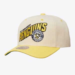 Casquette de baseball Mitchell & Ness crème Pittsburgh Penguins Vintage Hockey rétro Type Pro Snapback chapeau crème 1200031