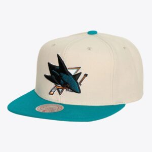 Mitchell & Ness Crème San Jose Sharks Vintage Snapback Chapeau Turquoise 1200105
