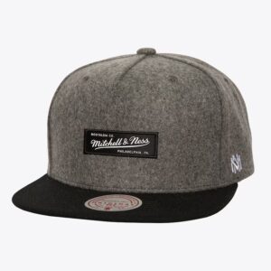 Mitchell & Ness Grey Box Logo Wool OG Snapback Chapeau Gris 928632