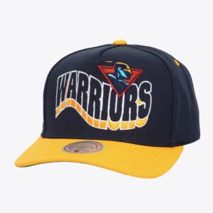 Mitchell & Ness Navy Golden State Warriors Hardwood Classics Wavy Pro Crown Snapback Chapeau Bleu 774589