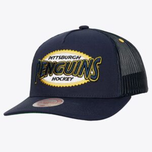 Mitchell & Ness Navy Pittsburgh Penguins Team Seal Trucker Casquette réglable Bleu 1193157