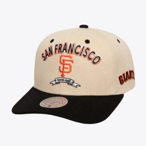 Mitchell & Ness Oatmeal San Francisco Giants Legacy Defined Pro Crown Snapback Chapeau Beige 928626
