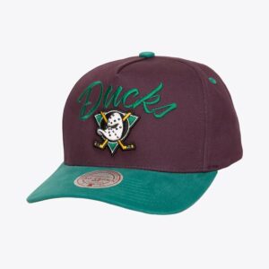 Casquette de baseball Mitchell & Ness Violet Anaheim Ducks Vintage Hockey Script Arch Pro Crown Snapback Hat Violet 928574
