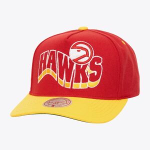 Mitchell & Ness Rouge Atlanta Hawks Hardwood Classics Wavy Pro Crown Snapback Chapeau Rouge 884492