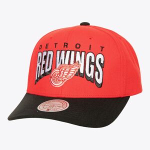 Casquette de baseball Mitchell & Ness rouge Detroit Red Wings Boom Text Pro Vintage Snapback chapeau rouge 1112237