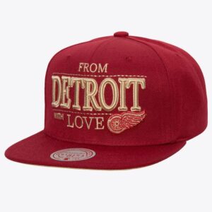Mitchell & Ness Red Detroit Red Wings With Love Snapback Chapeau Rouge 1112216