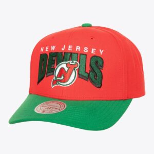 Mitchell & Ness Rouge New Jersey Devils Boom Text Pro Vintage Snapback Chapeau Rouge 1170301