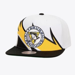 Mitchell & Ness Blanc Pittsburgh Penguins Waverunner Vintage Snapback Chapeau Noir 1200016