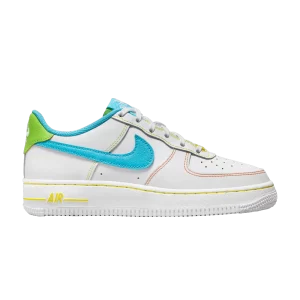 Nike Air Force 1 Low GS 'Rainbow Stitch' Blanc/Vert Action/Jaune Opti/Bleu Baltique FJ4614 100