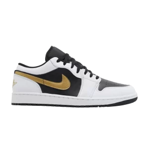 Air Jordan 1 Low 'Gold Swoosh' Blanc/Noir/Or Métallique 553558 172