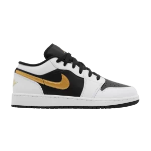 Air Jordan 1 Low GS 'Gold Swoosh' Blanc/Noir/Or Métallique 553560 172