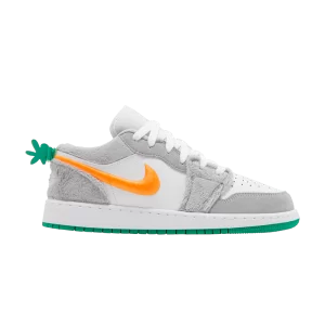 Baskets Air Jordan 1 Low GS 'Rabbit' Gris fumée clair/Orange total/Blanc/Vert stade DZ6333 083