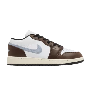 Air Jordan 1 Low SE GS 'Mocha Blue Grey' Blanc/Noir/Voile/Bleu-gris FQ8156 142
