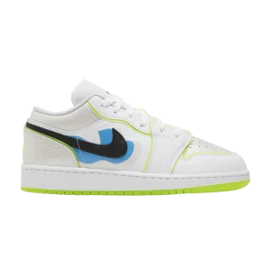 Air Jordan 1 Low SE GS 'Warped Swoosh' Blanc/Teinte Platine/Volt/Noir DV1324 117