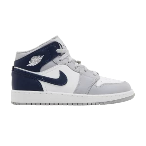 Air Jordan 1 Mid GS 'Wolf Grey Midnight Navy' Blanc/Wolf Gris/Midnight Fleet DQ8423 104