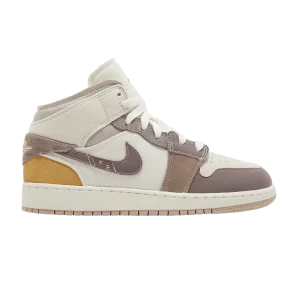 Air Jordan 1 Mid SE Craft GS 'Inside Out – Taupe Haze 'Voile/Taupe Haze/Fossil Stone/Sky Gold/Muslin DZ4466 102
