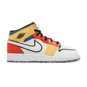 Air Jordan 1 Mid SE GS 'Multi-Color Canvas' Blanc/Noir/Rouge épicé/Bleu français/Or topaze DV1316 100