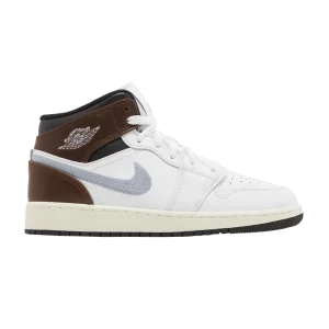Air Jordan 1 Mid SE GS 'White Blue Grey' Blanc/Noir/Voile/Bleu-gris FQ8162 142