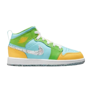 Air Jordan 1 Mid SE PS 'Recycled Grind' Glacier/Citron Pulse/Vert Action/Blanc DX4370 400