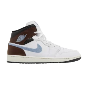 Air Jordan 1 Retro Mid SE 'Brown Blue Grey' Blanc/Bleu-gris/Noir/Voile FQ7831 142