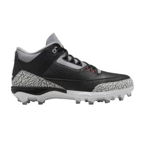 Air Jordan 3 Retro TD Cleat 'Black Cement' Noir/Rouge Feu/Gris Ciment/Blanc FZ8626 001