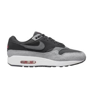 Nike Air Max 1 Premium 'Dark Smoke Grey Flash Crimson' Gris fumée foncé/Crimson Flash/Blanc sommet/Gris fumée HJ9292 070