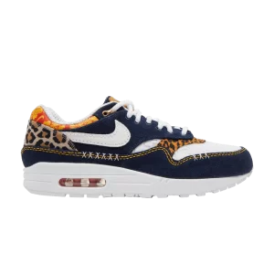 Nike Air Max 1 Premium 'Denim Leopard' Baskets Bleu Marine/Rouge Épicé/Blanc FJ4452 432