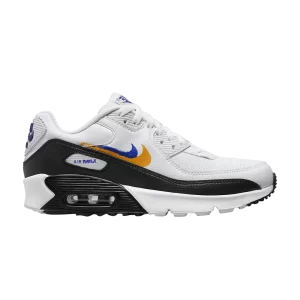 Nike Air Max 90 GS 'Double Swoosh - Blanc Or Royal' Blanc/Or Université/Noir/Bleu Royal Profond FJ4592 100