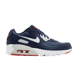 Nike Air Max 90 Leather GS 'Obsidian Track Red' Obsidienne/Midnight Fleet/Piste Rouge/Blanc DV3607 400