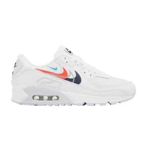 Nike Air Max 90 'Multi Swoosh - Blanc Bright Crimson' Blanc/Bright Crimson/Football Gris/Midnight Navy FJ4223 100