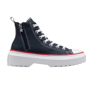 Converse Chuck Taylor All Star Lugged Lift Platform High GS 'Retro Denim' Baskets Obsidienne/Blanc/Rouge A03621C