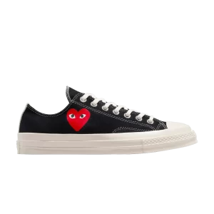 Converse Comme des Garçons PLAY x Chuck 70 Low 'Single Heart – Black 'Sneakers Noir/Rouge/Aigrette A08804C
