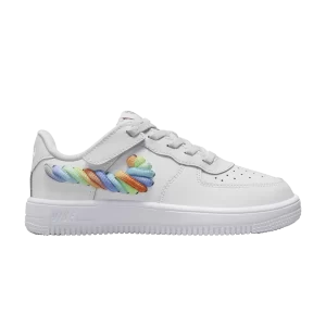 Nike Force 1 Low LV8 EasyOn PS 'Rainbow Lace Swoosh' Blanc/Earth Blush/Vert Vapeur/Multicolore FN4890 100