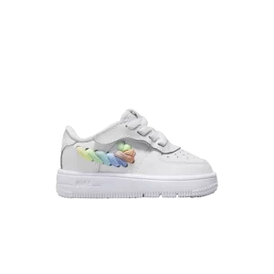 Nike Force 1 Low LV8 EasyOn TD 'Rainbow Lace Swoosh' Blanc/Earth Blush/Vert Vapeur/Multicolore FN4891 100