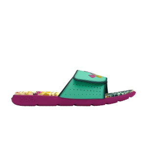 Under Armour Ignite Pro Graphic Footbed Slide 'Comet Green Magenta Pop' Vert Comet/Blackout Teal/Purple Pop 3026025 302