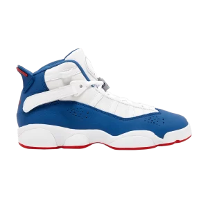 Air Jordan 6 Rings GS 'White True Blue' Blanc/Rouge université/Gris acier clair/Vrai bleu 323419 140