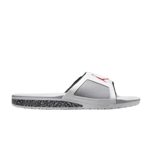 Air Jordan Hydro 3 Retro Slide 'White Cement' Blanc sommet/Gris ciment/Noir/Rouge feu 854556 101