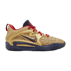 Nike KD 15 EP Baskets 'Olympic' Or métallisé/Rouge université/Marron Orewood/Bleu marine minuit DM1054 700