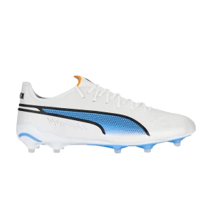 Puma King Ultimate FG AG 'White Blue Glimmer' Baskets Blanc/Noir/Bleu Mica/Ultra Orange 107097 01