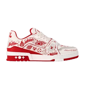 Baskets Louis Vuitton Trainer 'Red Graffiti' Rouge 1ACELH