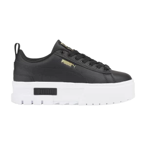 Puma Mayze Leather Jr 'Black Team Gold' Baskets Noir/Or Team 384527 02