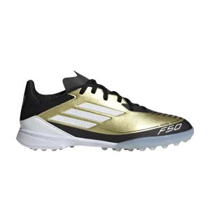 Baskets adidas Messi Adizero F50 League TF K 'Triunfo Dorado' Or métallisé/Blanc nuage/Noir IG9277