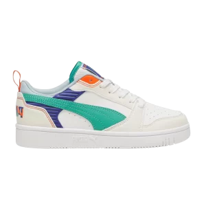 Puma Rebound V6 Low Big Kid 'Ready Set Better' Baskets Gris/Jade Frost/Blanc 397937 01