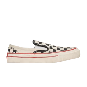 Rhude Chevron Checkered Slip-On Sneaker 'Black White' Vintage Blanc/Noir/Rouge RHPS24FO02620156 2156