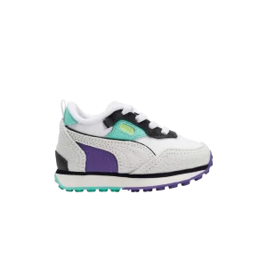 Puma Rider FV Baskets 'Spring Fling' pour tout-petits Blanc/Taupe plat/Menthe électrique 393428 01