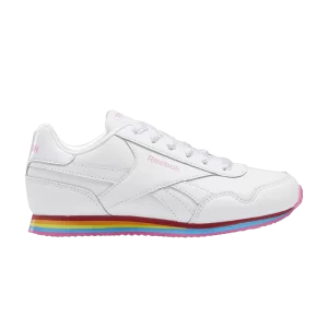 Reebok Royal Classic Jog 3 Little Kid 'Rainbow' Baskets Chaussures Blanches/Chaussures Blanches/Vrai Rose GW3708