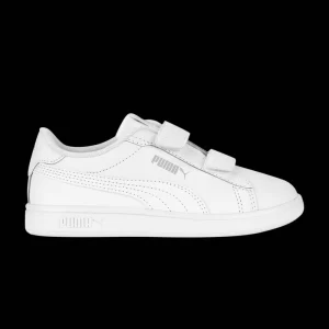 Puma Smash 3.0 Leather Velcro Little Kid 'White' Baskets Blanc/Gris clair froid 392033 02